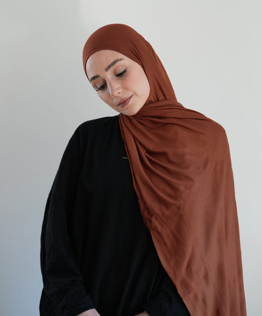 FERTIGHIJAB Cotton Jersey - Ziegelrot
